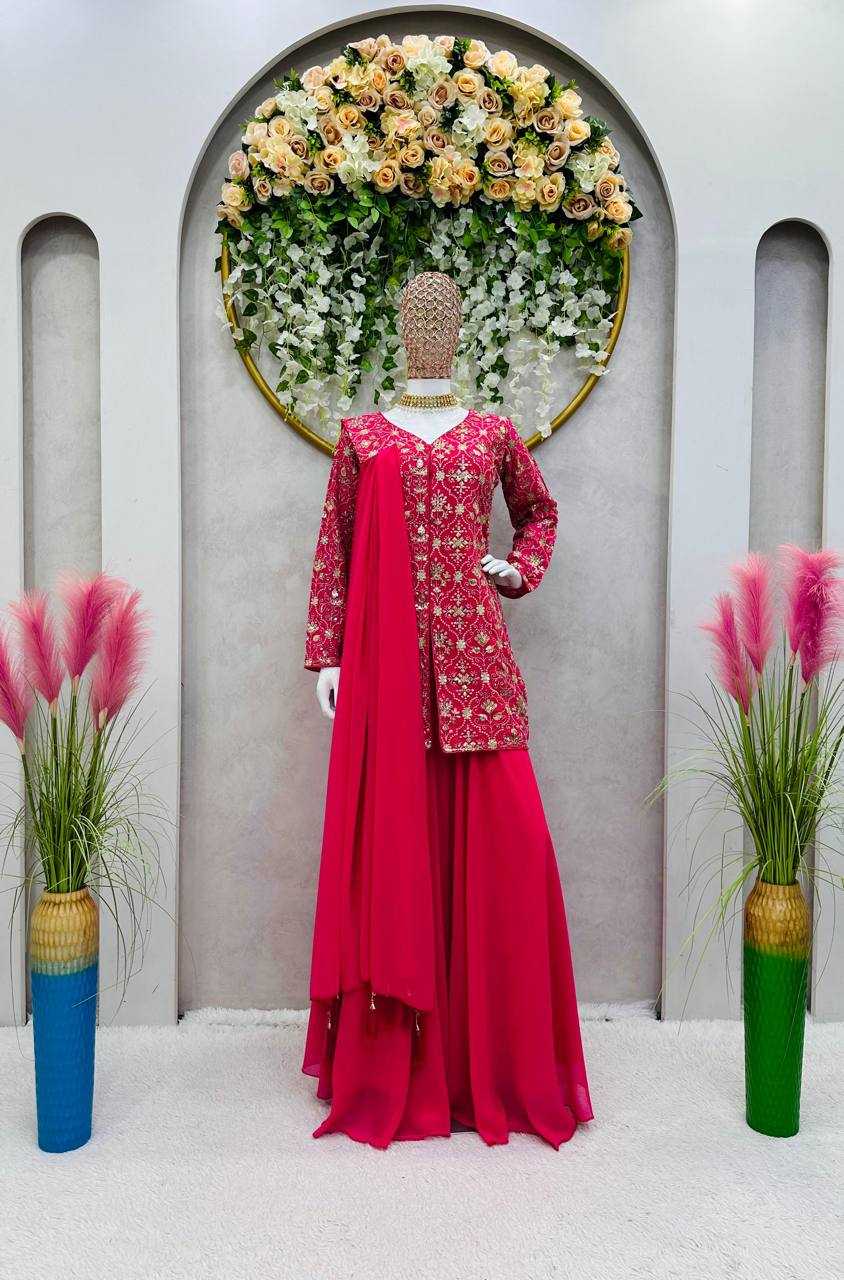 Faux Georgette Rin133 1420 Suits & Dresses  Sharara Salwar Embroidery Georgette Ladies Party Wear Suits