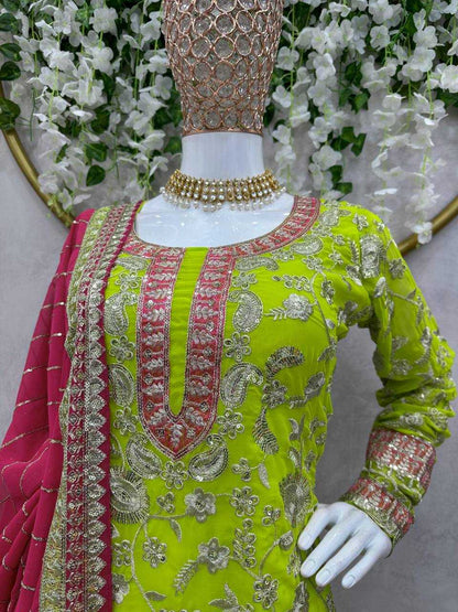 Faux Georgette Rin133 1431 Suits & Dresses  Sharara Salwar Embridery Georgette Wedding Suits