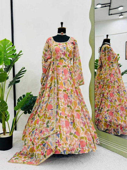 Faux Georgette Rin133 1485 Gowns  Printed Fancy Anarkali Long Georgette Gowns