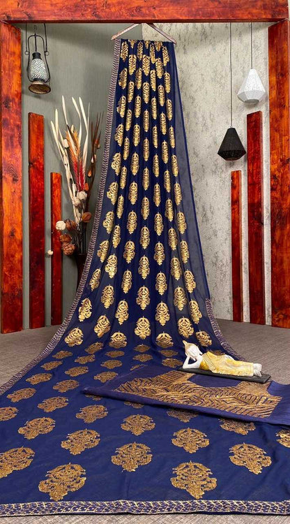 Faux Georgette Rin141 1506 Sarees  Party Wear Georgette Sequence Embroidered Sarees