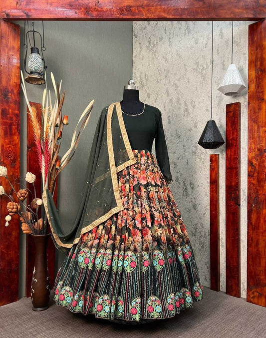 Faux Georgette Rin141 1652 Gowns  Printed Embroidered Anarkali Long Gowns