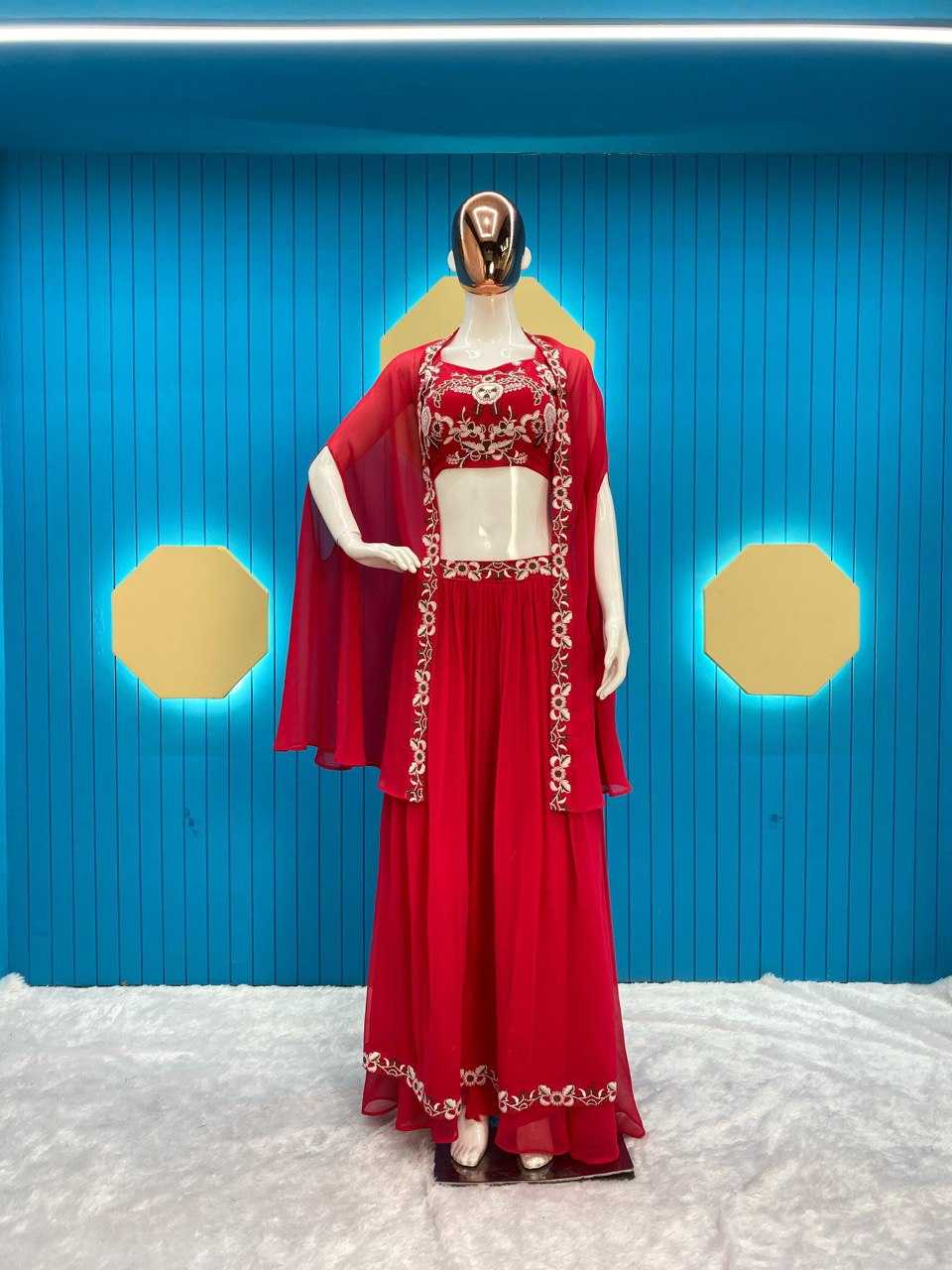 Faux Georgette Rin141 1828 Suits & Dresses  Fancy Silk Embroidered Lehengas