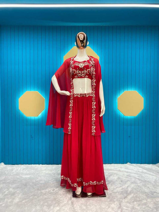 Faux Georgette Rin141 1828 Suits & Dresses  Fancy Silk Embroidered Lehengas