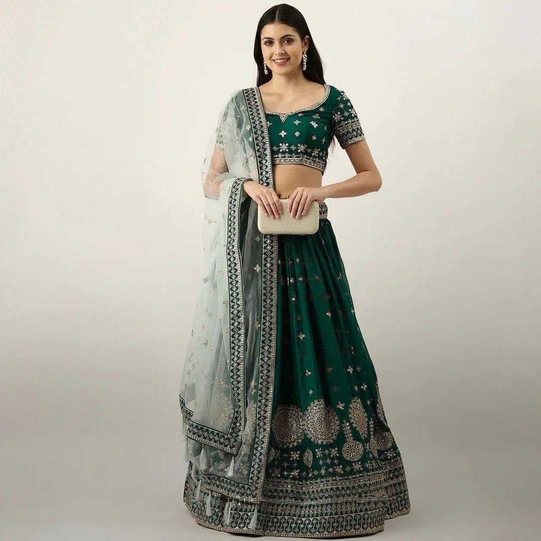 Faux Georgette Rin141 517 Lehengas  Traditional Embroidered Lehengas