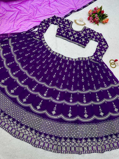 Faux Georgette Rin162 143 Lehengas  Fancy Traditional Embroidered Lehengas