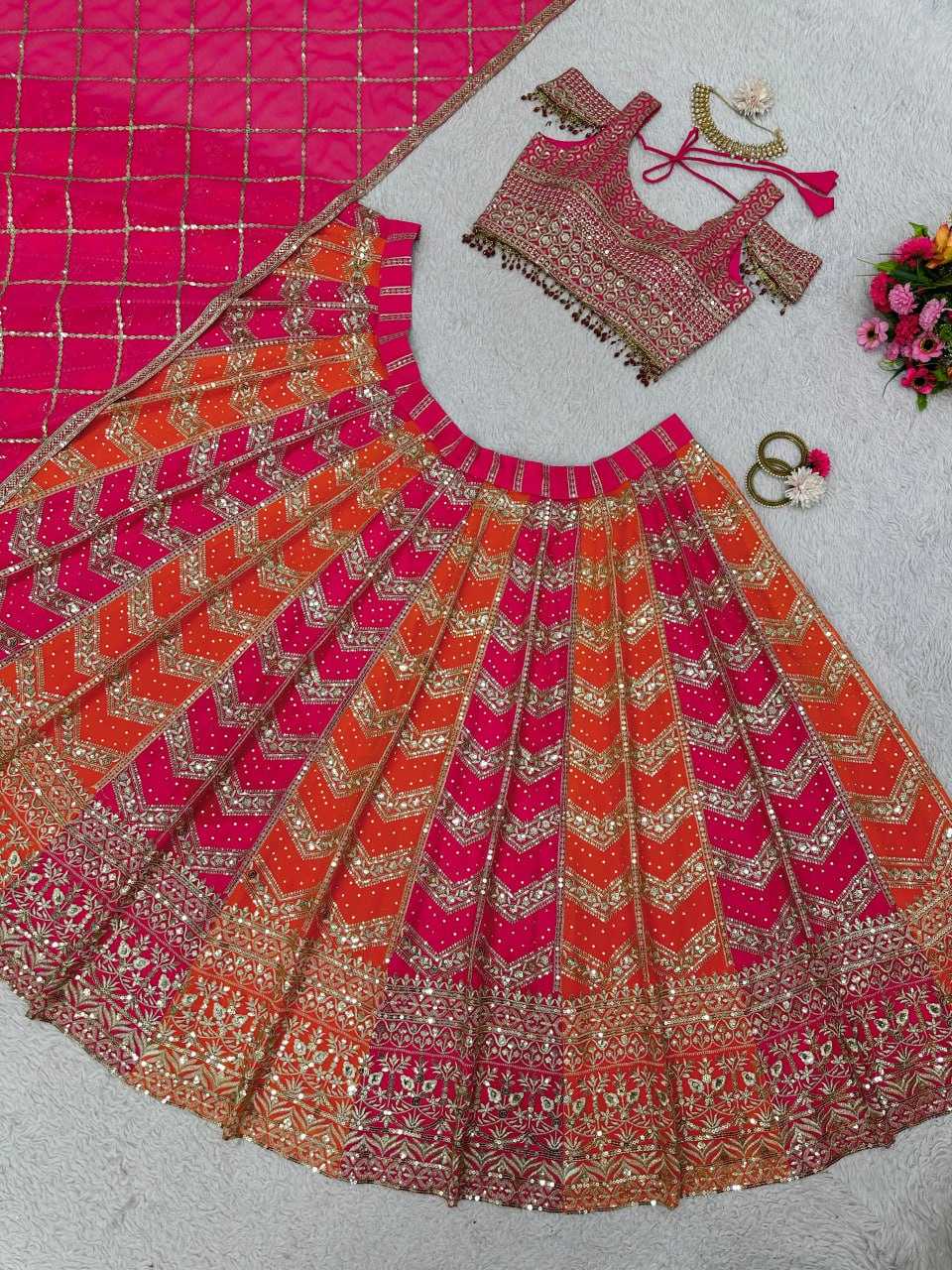 Faux Georgette Rin162 189 Lehengas  Designer Traditional Embroidered Weddign Lehengas