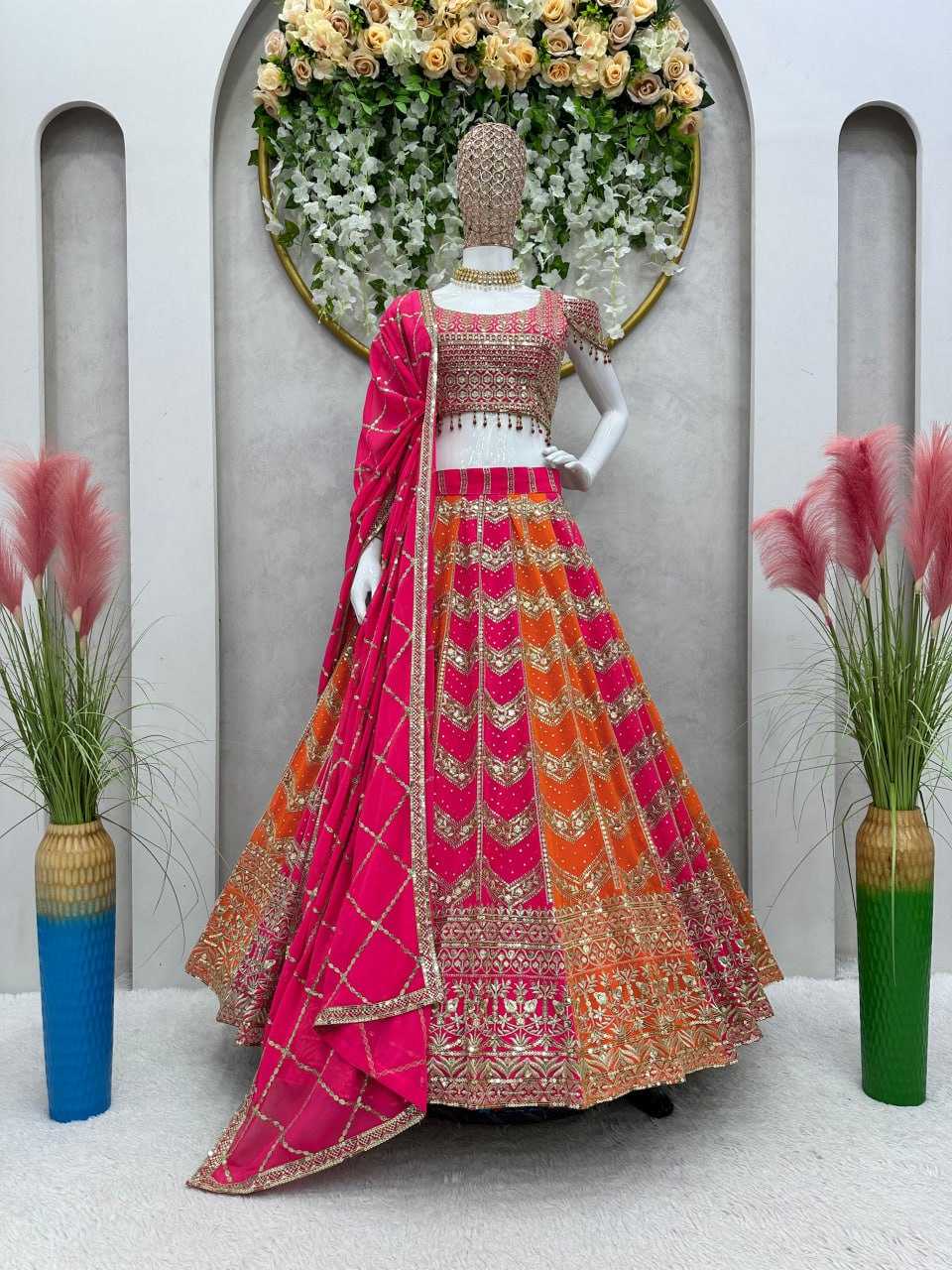 Faux Georgette Rin162 189 Lehengas  Designer Traditional Embroidered Weddign Lehengas