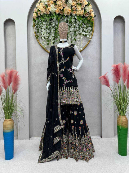 Faux Georgette Rin162 225 Suits & Dresses  Sharara Salwar Embrodery Georgette Wedding Suits