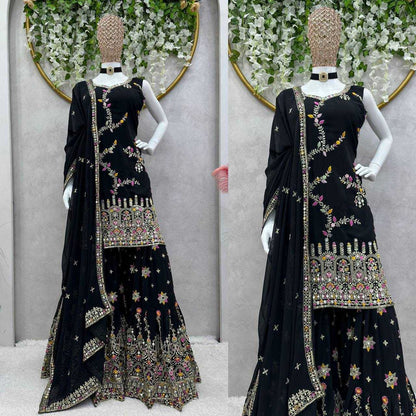 Faux Georgette Rin162 225 Suits & Dresses  Sharara Salwar Embrodery Georgette Wedding Suits