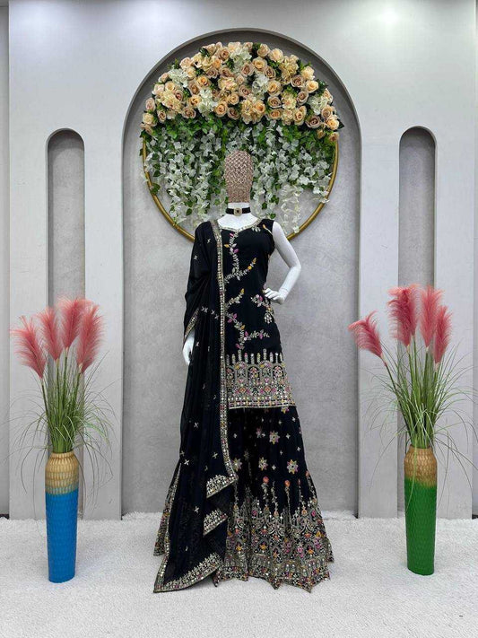 Faux Georgette Rin162 225 Suits & Dresses  Sharara Salwar Embrodery Georgette Wedding Suits