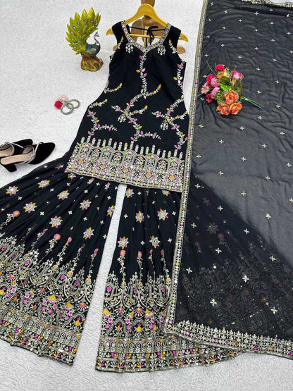 Faux Georgette Rin162 225 Suits & Dresses  Sharara Salwar Embrodery Georgette Wedding Suits