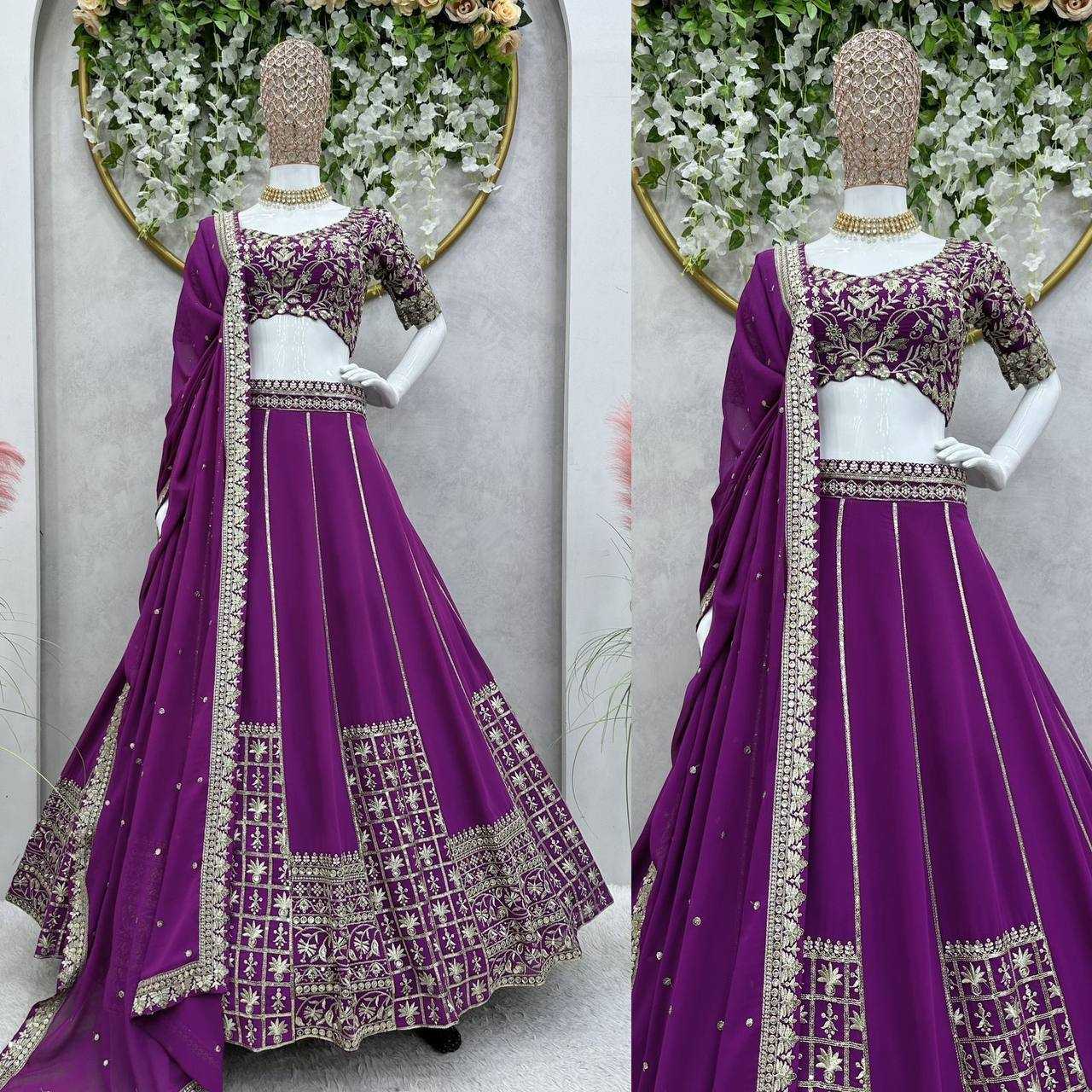 Faux Georgette Rin162 227 B Lehengas  Fancy Traditional Embroidered Lehengas