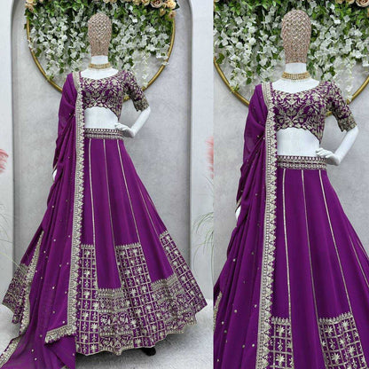 Faux Georgette Rin162 227 B Lehengas  Fancy Traditional Embroidered Lehengas