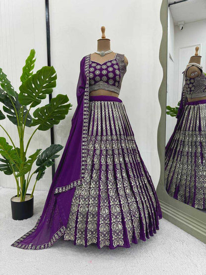 Faux Georgette Rin162 284 Lehengas  Fancy Traditional Wedding Embroidered Lehengas