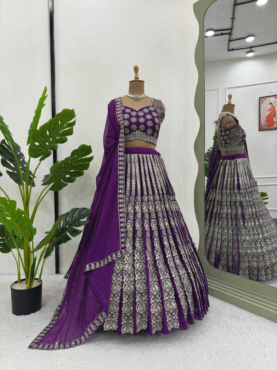 Faux Georgette Rin162 284 Lehengas  Fancy Traditional Wedding Embroidered Lehengas