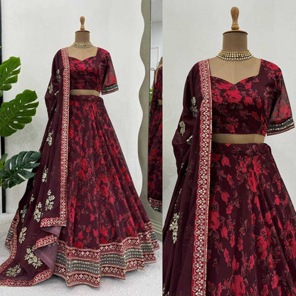 Faux Georgette Rin162 296 Lehengas  Printed Traditioal Lehengas