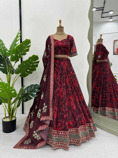 Faux Georgette Rin162 296 Lehengas  Printed Traditioal Lehengas