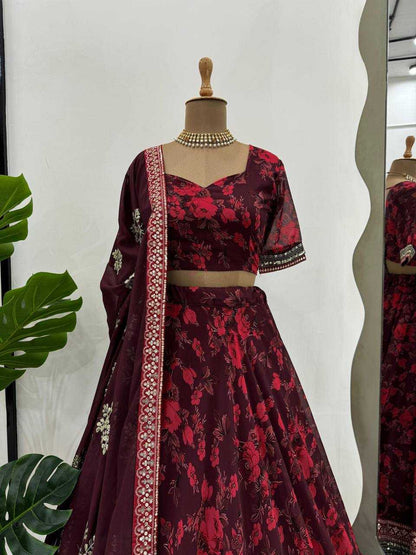 Faux Georgette Rin162 296 Lehengas  Printed Traditioal Lehengas