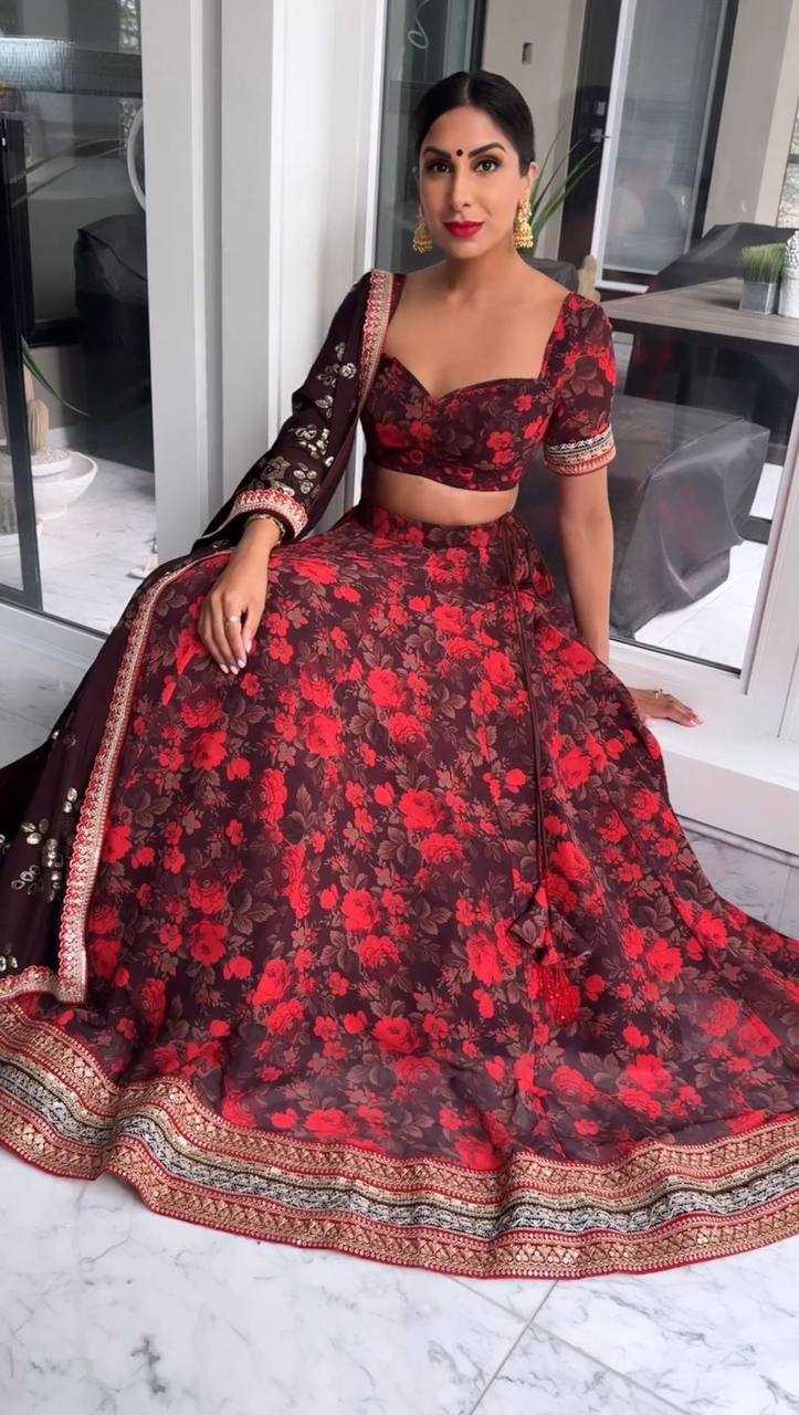 Faux Georgette Rin162 296 Lehengas  Printed Traditioal Lehengas