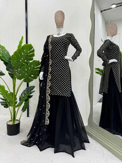 Faux Georgette Rin169 5752 Suits & Dresses  Ladies Sharara Salwar Georgette Ladies Party Wear Suits