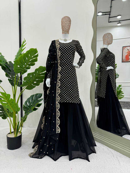 Faux Georgette Rin169 5752 Suits & Dresses  Ladies Sharara Salwar Georgette Ladies Party Wear Suits