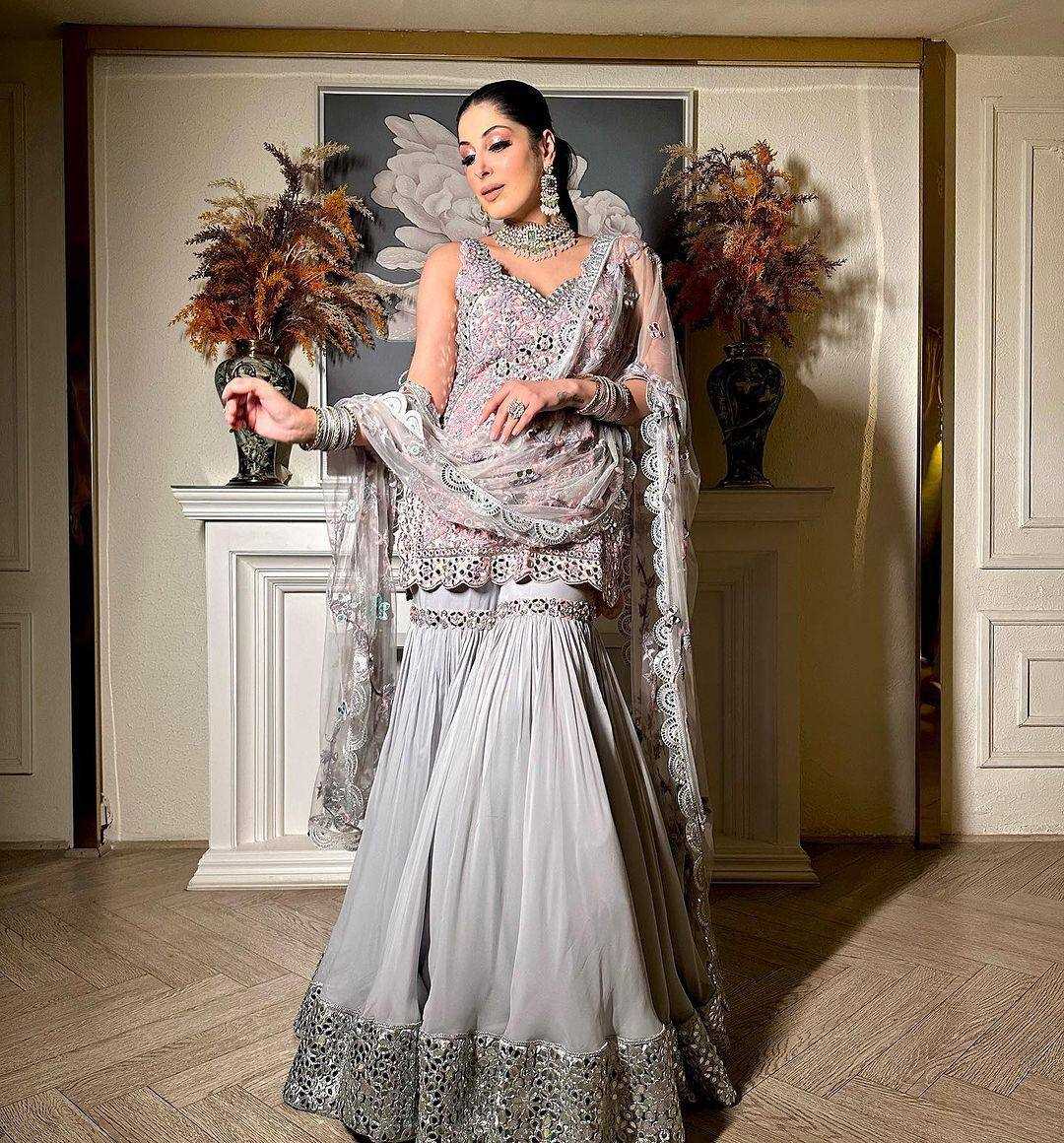 Faux Georgette Rin169 5760 Suits & Dresses  Sharara Salwar Embroidery Georgette Ladies Party Wear Wedding Suits