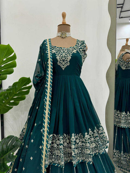 Faux Georgette Rin169 5766 Lehengas  Wedding Embroidered Georgette Wedding Outfits Lehengas