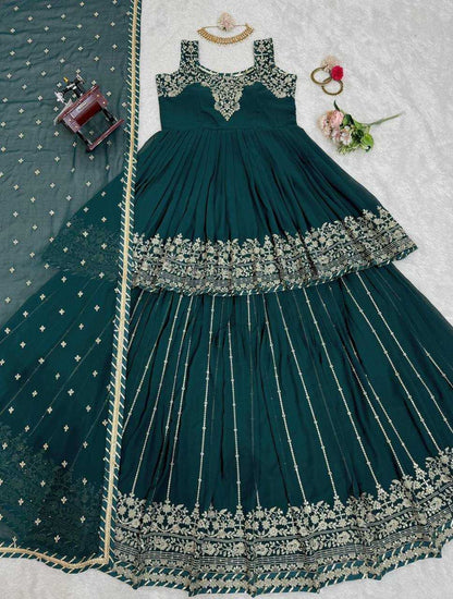 Faux Georgette Rin169 5766 Lehengas  Wedding Embroidered Georgette Wedding Outfits Lehengas