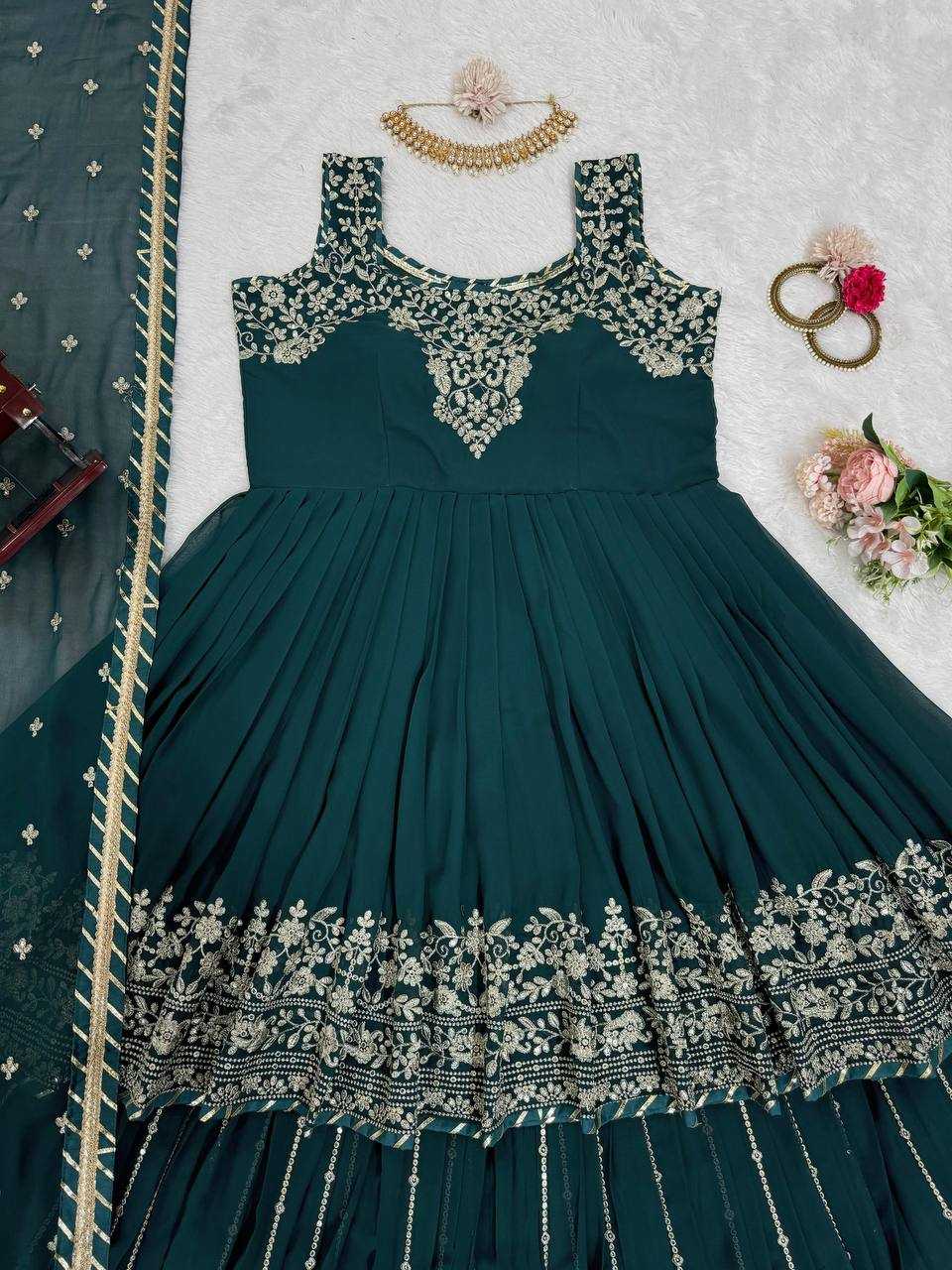 Faux Georgette Rin169 5766 Lehengas  Wedding Embroidered Georgette Wedding Outfits Lehengas