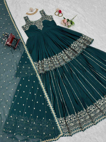 Faux Georgette Rin169 5766 Lehengas  Wedding Embroidered Georgette Wedding Outfits Lehengas