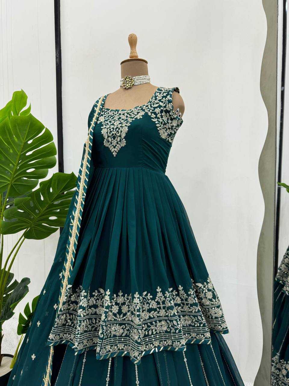 Faux Georgette Rin169 5766 Lehengas  Wedding Embroidered Georgette Wedding Outfits Lehengas