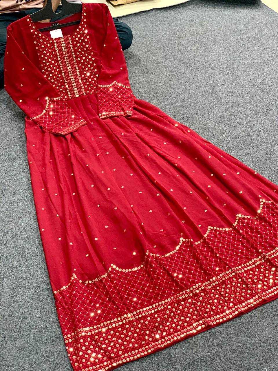 Faux Georgette Rin200 155 Gowns  Anarkali Long Georgette Embroidery Gowns