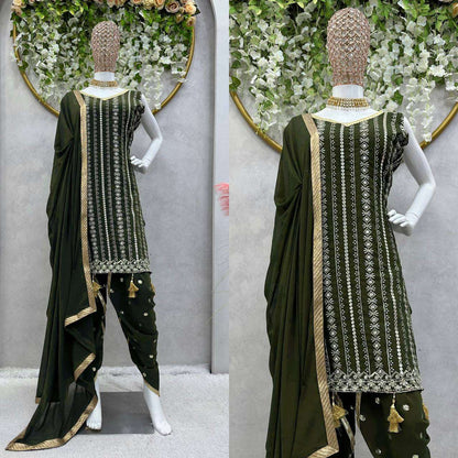 Faux Georgette Rin133 1433 Suits & Dresses  Embroidery Paitala Ladies Salwar Georgette Dhoti Salwar Punjabi Suits