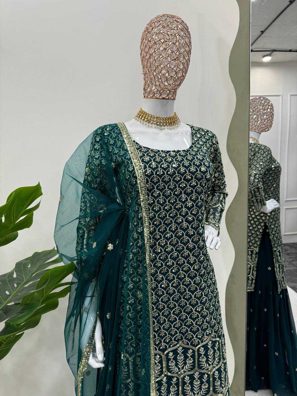 Faux Georgette Rin133 1482 Suits & Dresses  Ladies Sharara Salwar Embroidery Suits