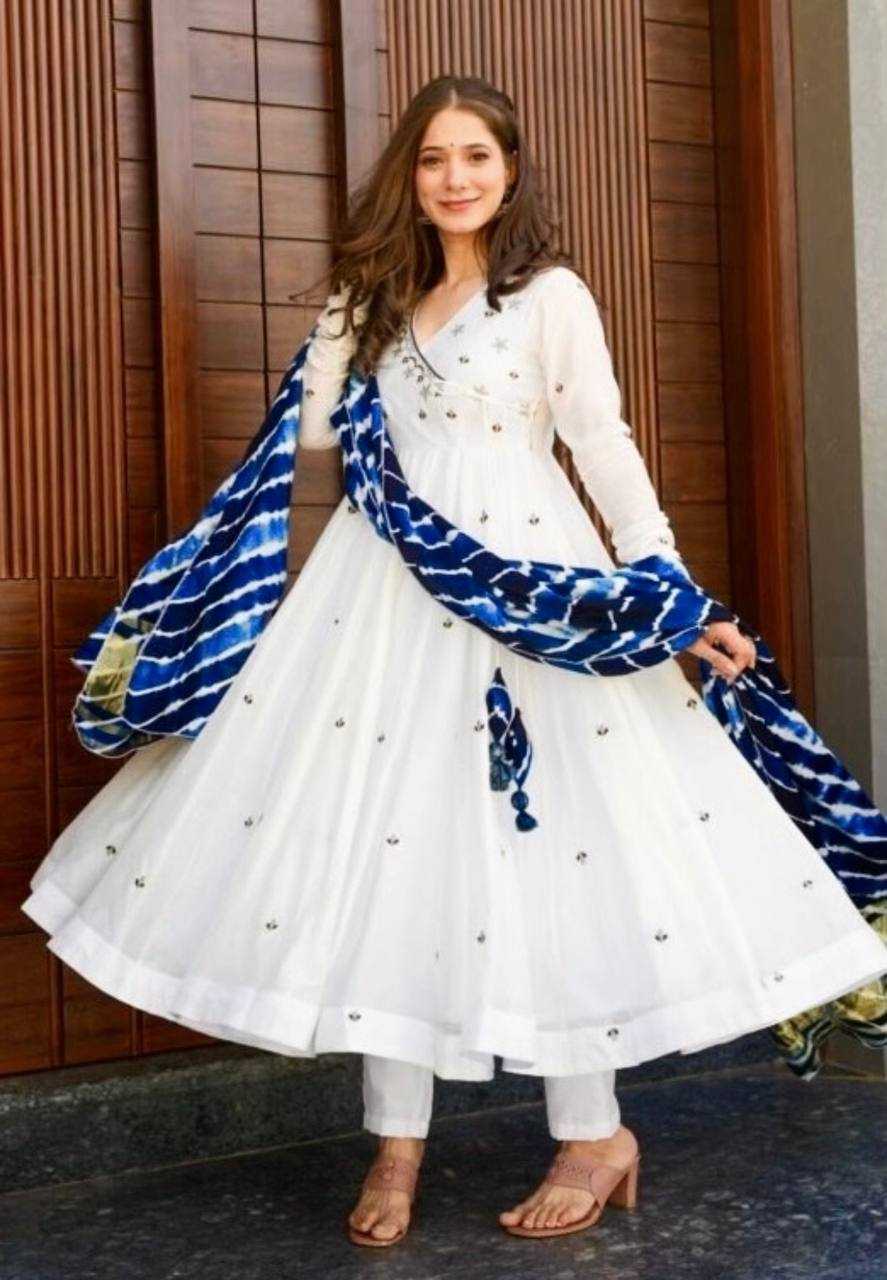 Faux Georgette Rkf 3096 Gowns  Embroidery Anarkali Fancy Gowns