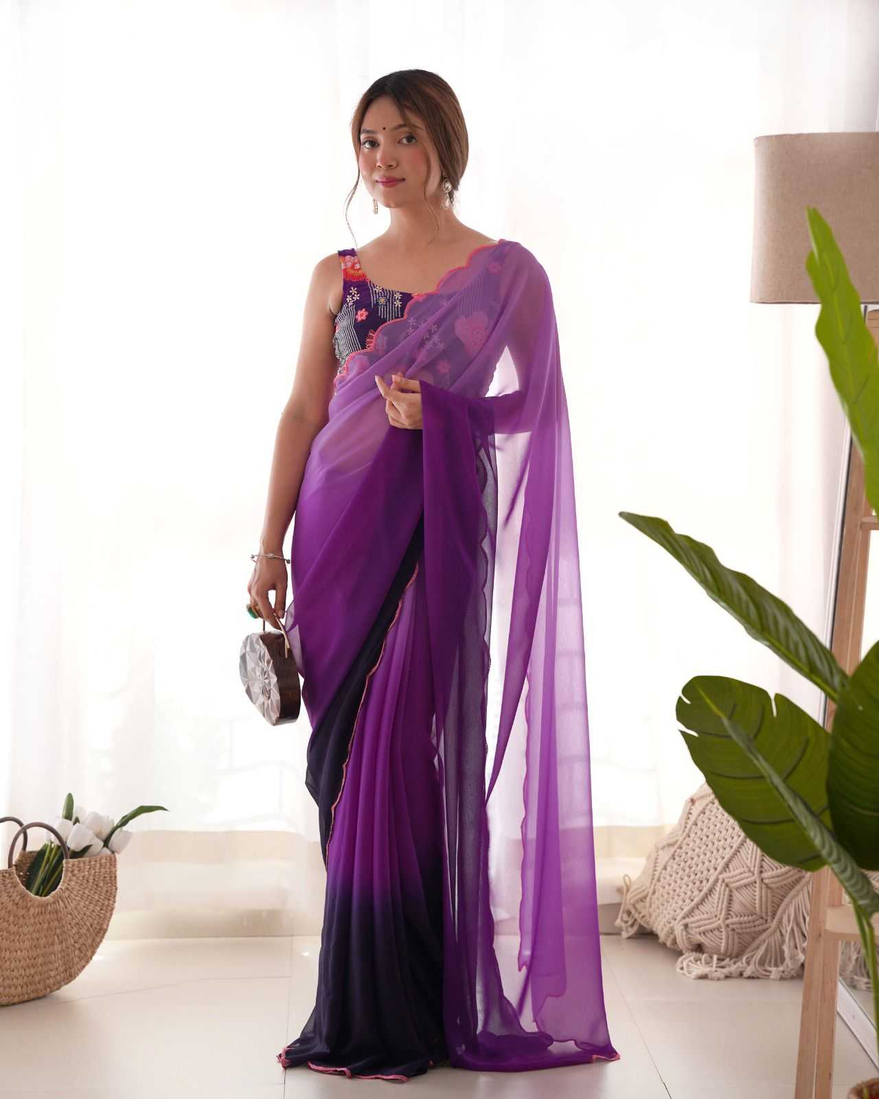 Faux Georgette Rnc 5362 Sarees  Fancy Georgette Plain Sarees