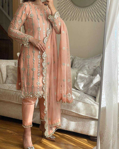 Faux Georgette Rnf 1223 Suits  Embroidery Suits