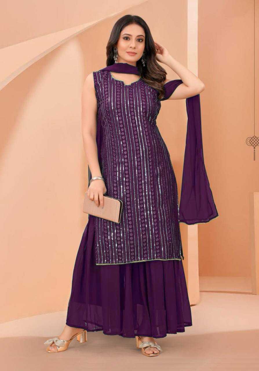 Faux Georgette Rpd 1029 Suits & Dresses  Ladies Embroidery Palazzo Suits