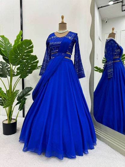 Faux Georgette Rin162  273 Lehengas  Fancy Traditional Lehengas E