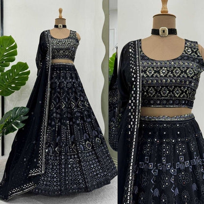 Faux Georgette Rin162 283 Lehengas  Fancy Traditional Embroidered Lehengas