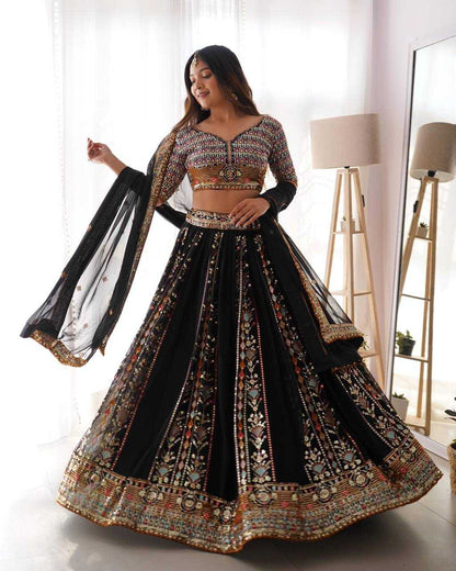 Faux Georgette Rin162  8075 Lehengas  Fancy Embroidered Lehengas