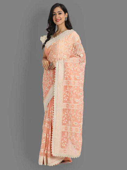 Faux Georgette Rsc Lakhnavi-205 Sarees  Georgette Fancy Embroidere Sarees E