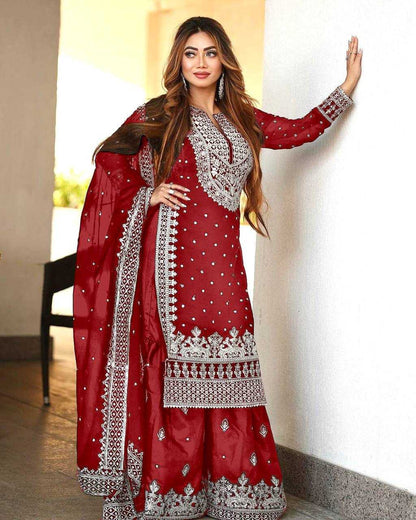 Faux Georgette Rssr 449  Suits & Dresses Islamic Clothing  Sharar Salwar Pakistani Embroidery Suits