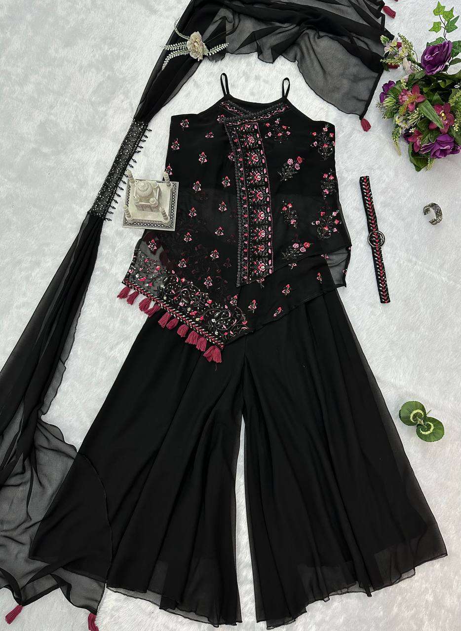 Faux Georgette Rst 1047 Suits & Dresses  Embroidery Palazzo Ladies Party Wear Suits