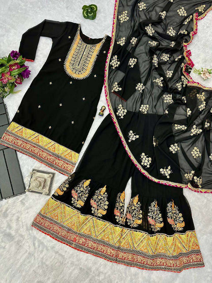 Faux Georgette Rst 1050 Suits & Dresses  Embroidery Ladies Sharara Salwar Suits