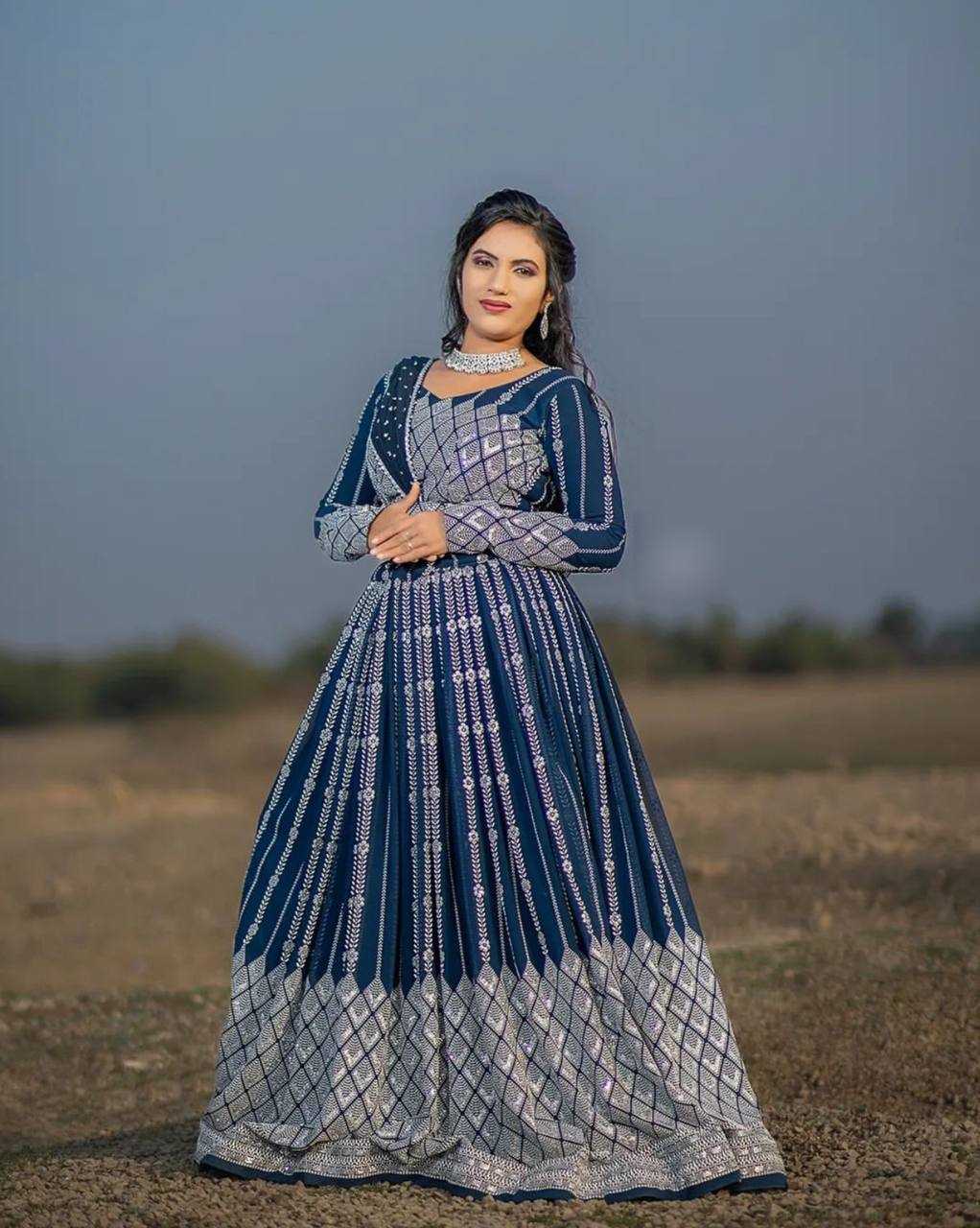 Faux Georgette Srcn 001  Lehengas