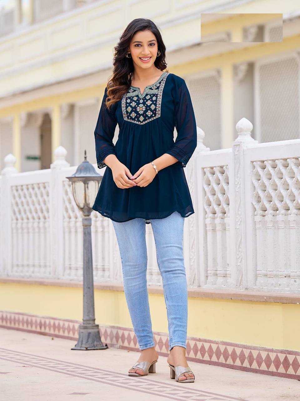 Georgette Inl 03 Kurtis  Festive Short Kurti