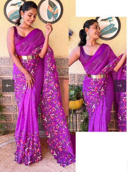 Georgette Jht 07 Sarees  Fancy Party Wear Georgette Sarees