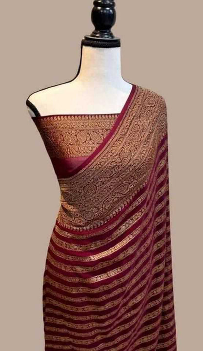 Georgette Kesh101 Ant46 Silk Sarees  Fancy Georgette Zari Border Sarees