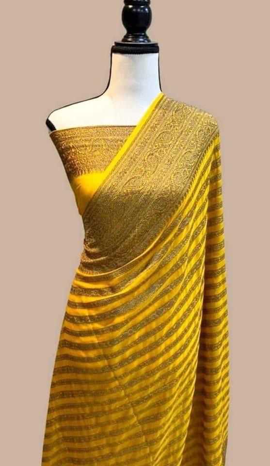 Georgette Kesh101 Ant46 Silk Sarees  Fancy Georgette Zari Border Sarees